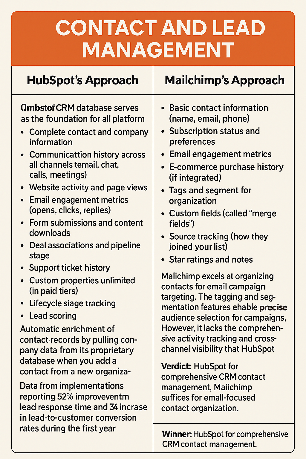 Contact and Lead ManagementHubSpots ApproachHubSpots CRM database serves as the foundation for all platform activities Contact records can contain ext