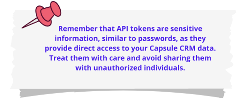 API tokens are sensitive