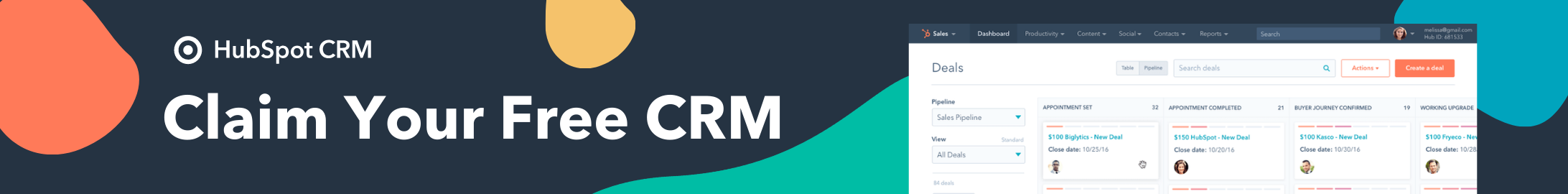 HubSpot Free CRM offer