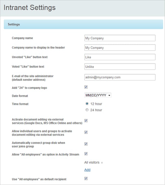 Intranet-Settings