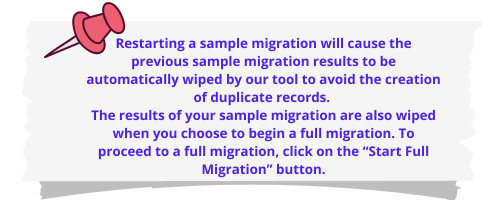 Restarting a sample migration