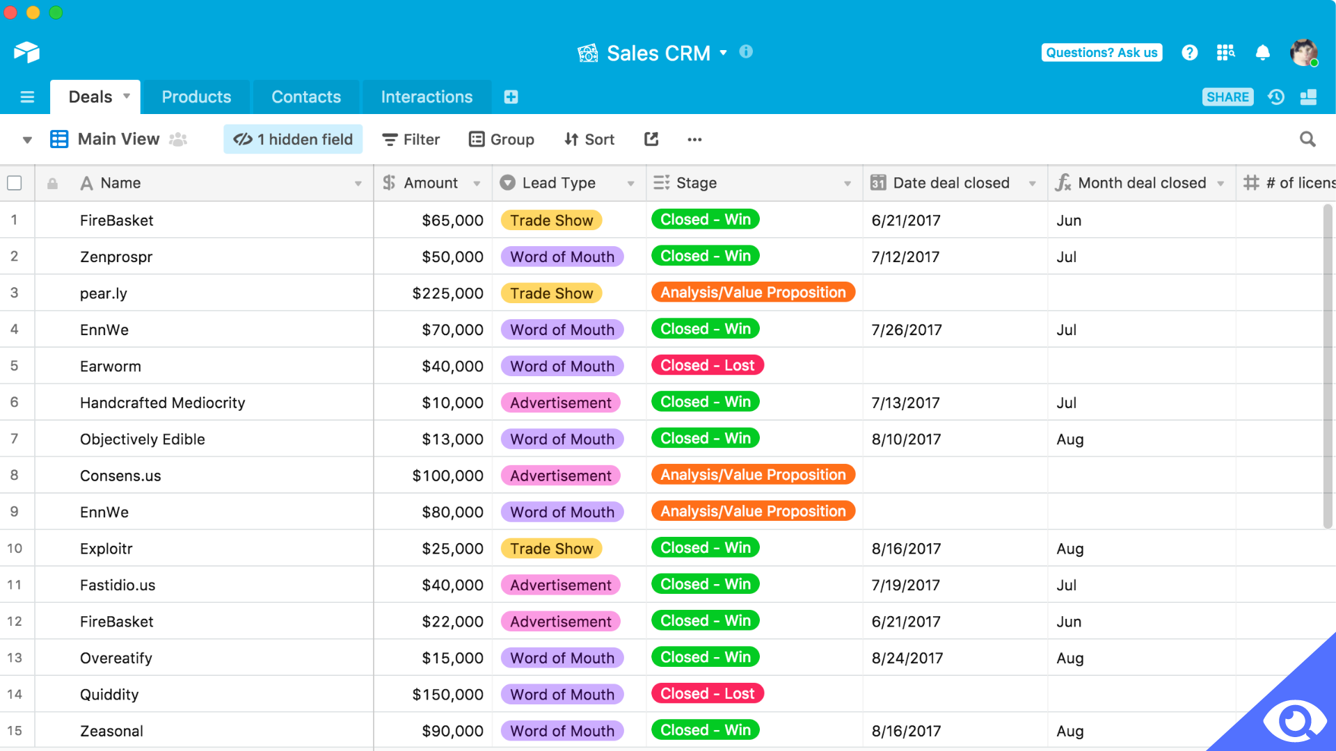 Airtable screen