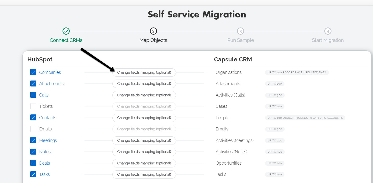 Change fields mapping