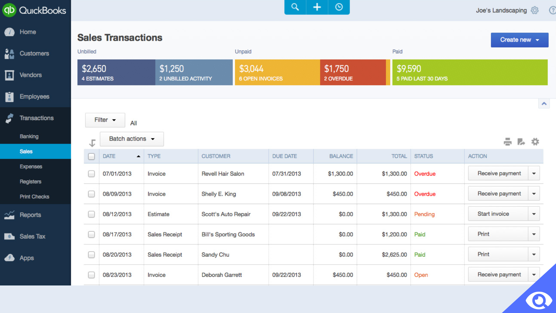 Screenshot quickbooks