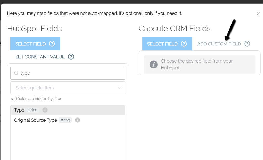 map fields that weren’t automated