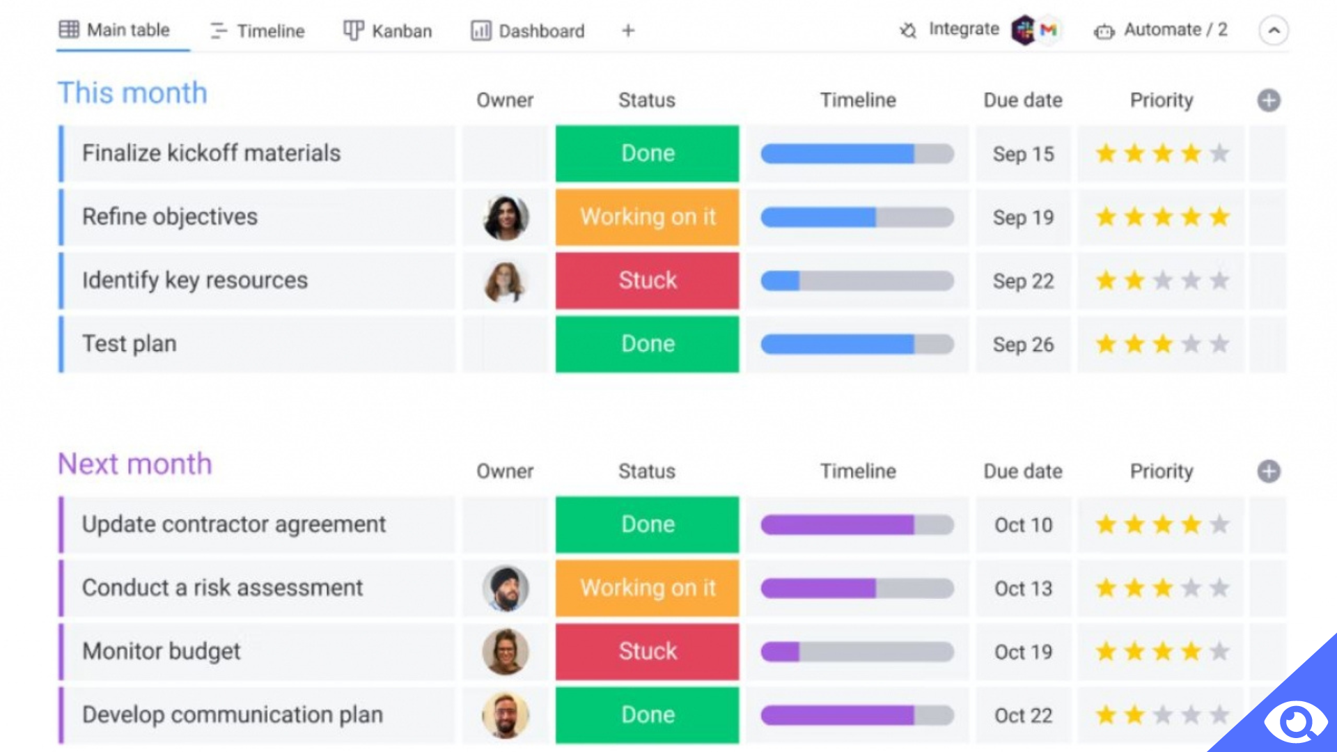 monday CRM contacts