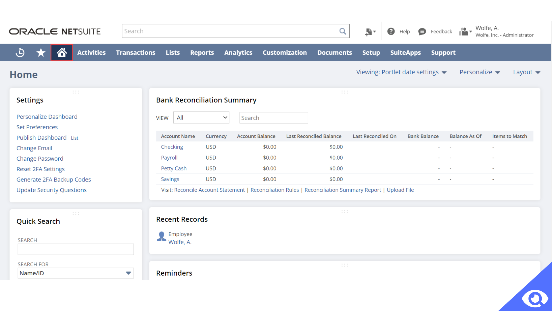 screen NetSuite