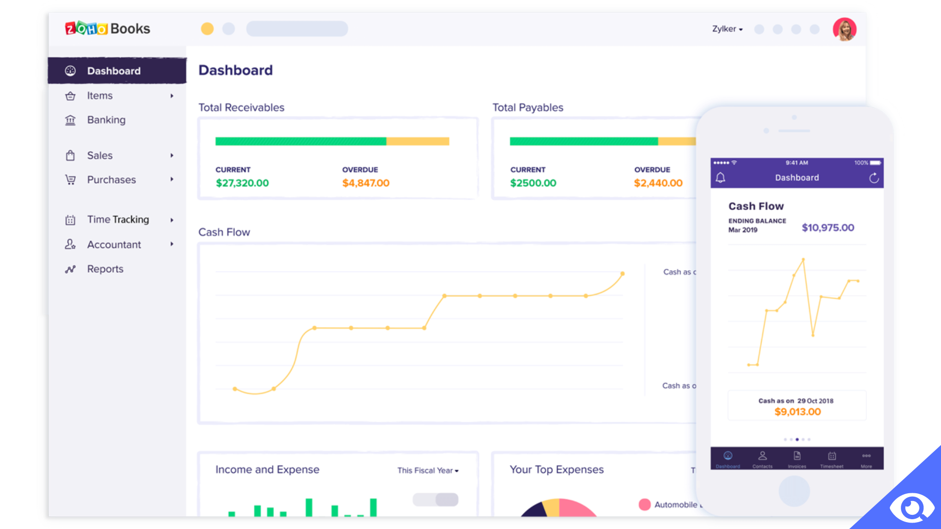 zoho books screen